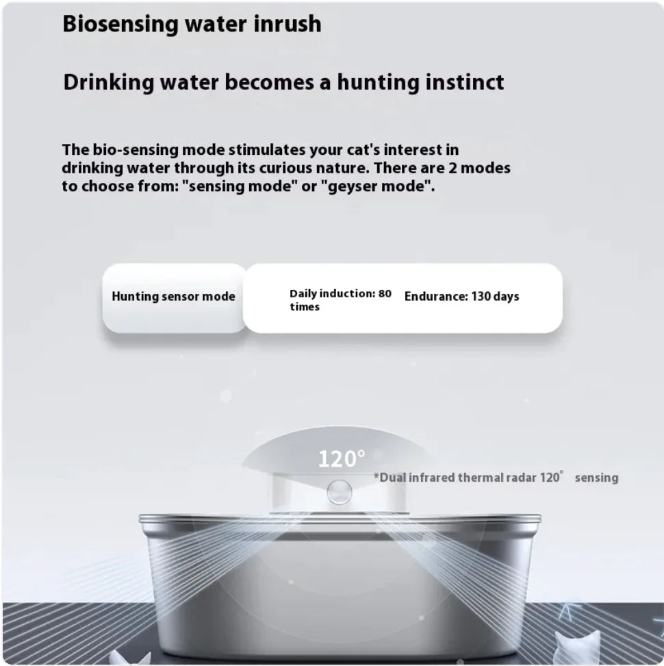 Distributeur d'eau automatique pour animaux de compagnie en acier inoxydable Uha