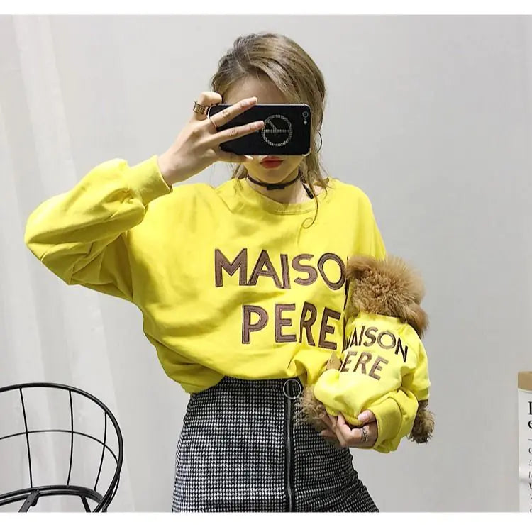 Pull brodé en coton éponge pour propriétaires de chiens