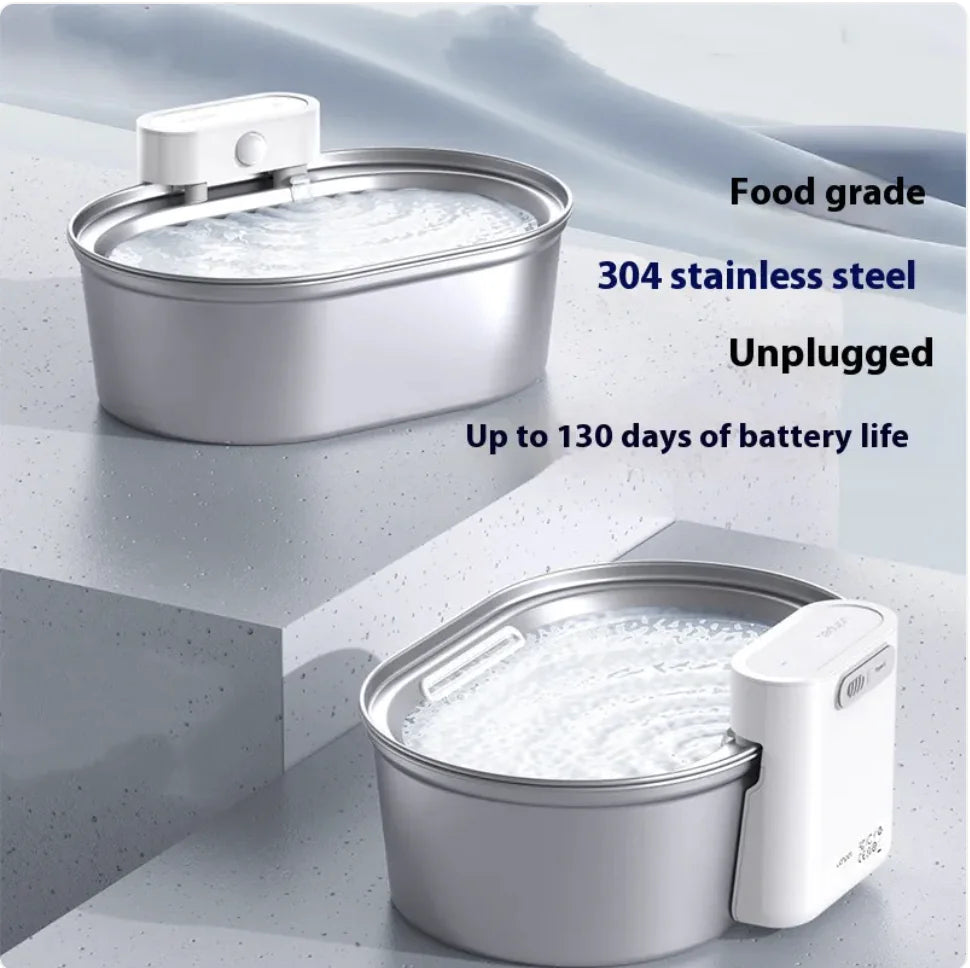 Distributeur d'eau automatique pour animaux de compagnie en acier inoxydable Uha