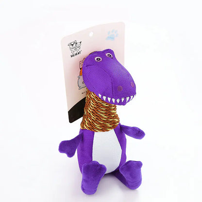 Jouet en peluche dinosaure pour chien avec fonctions sonores et à mâcher