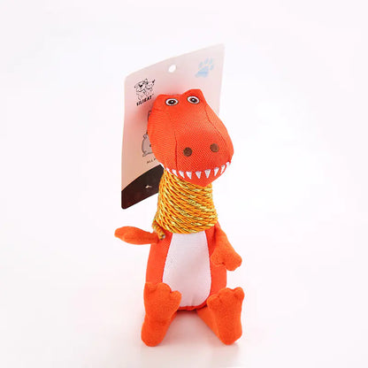 Jouet en peluche dinosaure pour chien avec fonctions sonores et à mâcher