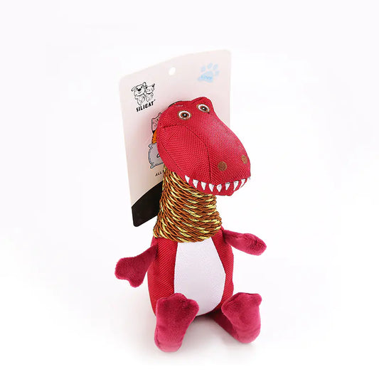 Jouet en peluche dinosaure pour chien avec fonctions sonores et à mâcher