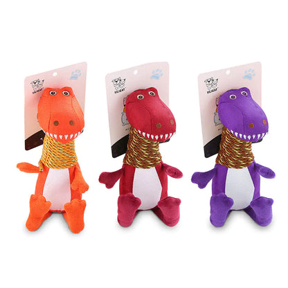 Jouet en peluche dinosaure pour chien avec fonctions sonores et à mâcher