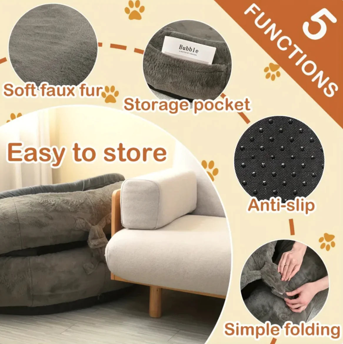 Lit surdimensionné gris clair pour chien et homme