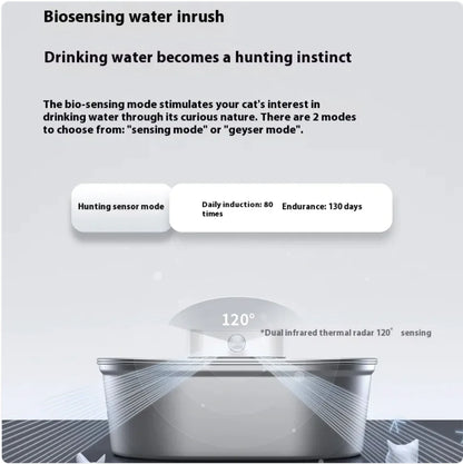 Distributeur d'eau automatique pour animaux de compagnie en acier inoxydable Uha