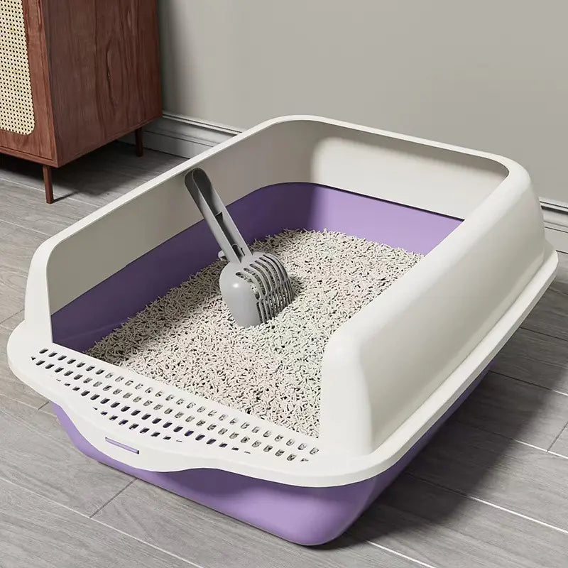 Grand bac à litière semi-fermé pour chat avec pièces amovibles