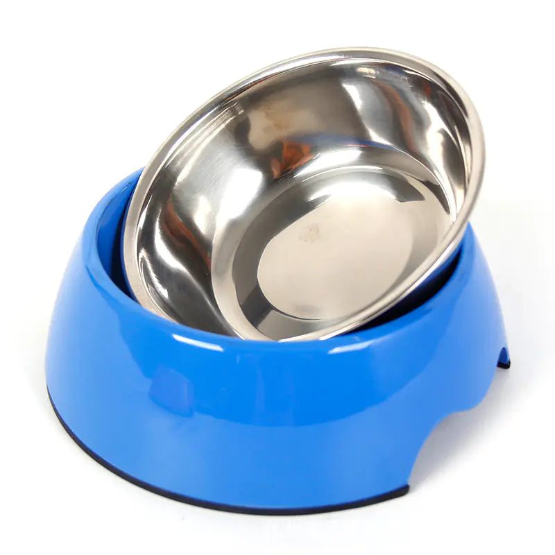 Gamelle antidérapante en acier inoxydable à double usage pour animaux de compagnie