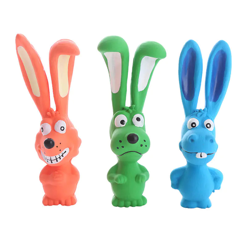 Jouet à mâcher en latex pour chien - Lapin couineur et joueur