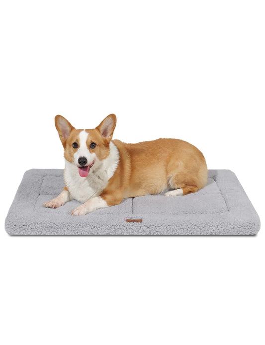 MASSFU Washable Dog Bed Mat for Medium Small Dogs Reversible Ultra Soft Dog Crate Pad Fleecy Foam Pet Beds for Indoor & Outdoor Dogs 29" x 21" Gray