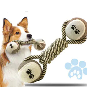 Pet Toy - Cotton Rope Tennis Ball for Chewing Dogs